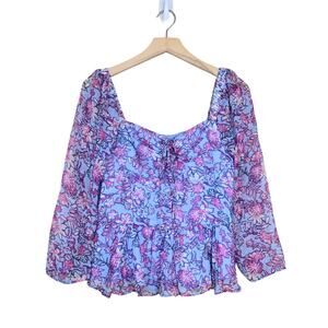 French Connection Womens M Hallie Peplum Halter Top in Placid Blue NEW